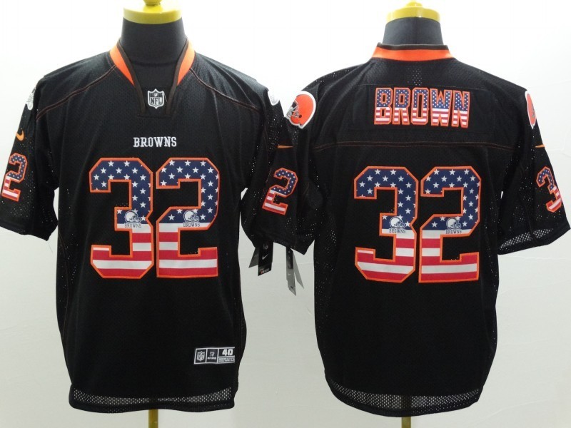 Men's Cleveland Browns Jim Brown #32 Black Jersey
